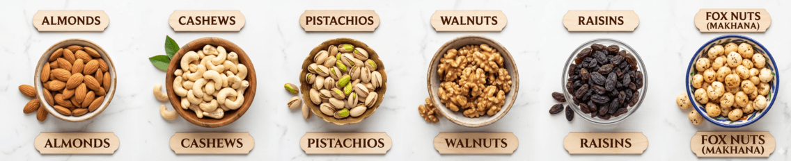 Free shipping promotional banner with delivery and dry fruits