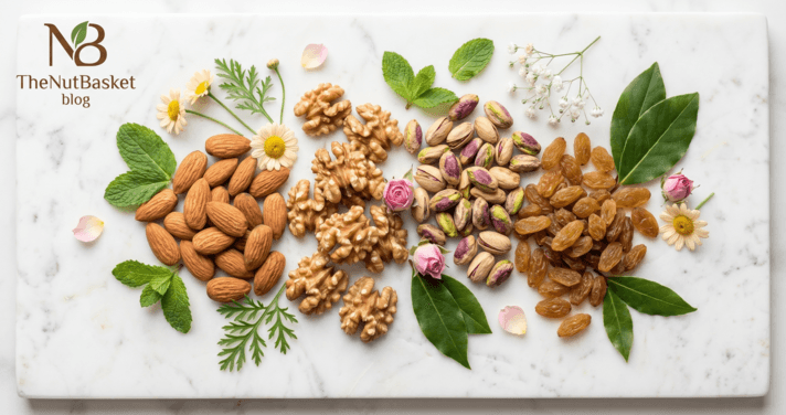 Dry fruits for glowing skin and hair — beautiful arrangement of nuts