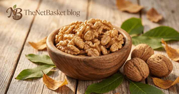 Kashmiri walnut kernels for brain health — walnuts in wooden bowl
